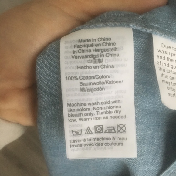 Madewell 100% Cotton Denim Dress Tie-back bows - Picture 6 of 6